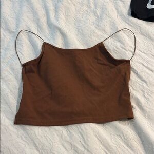 Brown Spaghetti Strap Crop Top